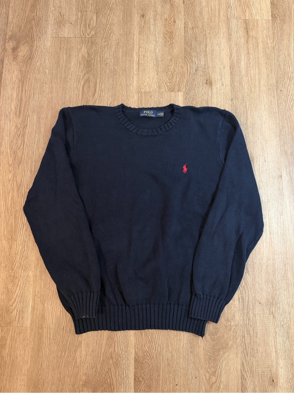 Polo by Ralph Lauren Navy Crewneck Sweater with Red Pony Logo